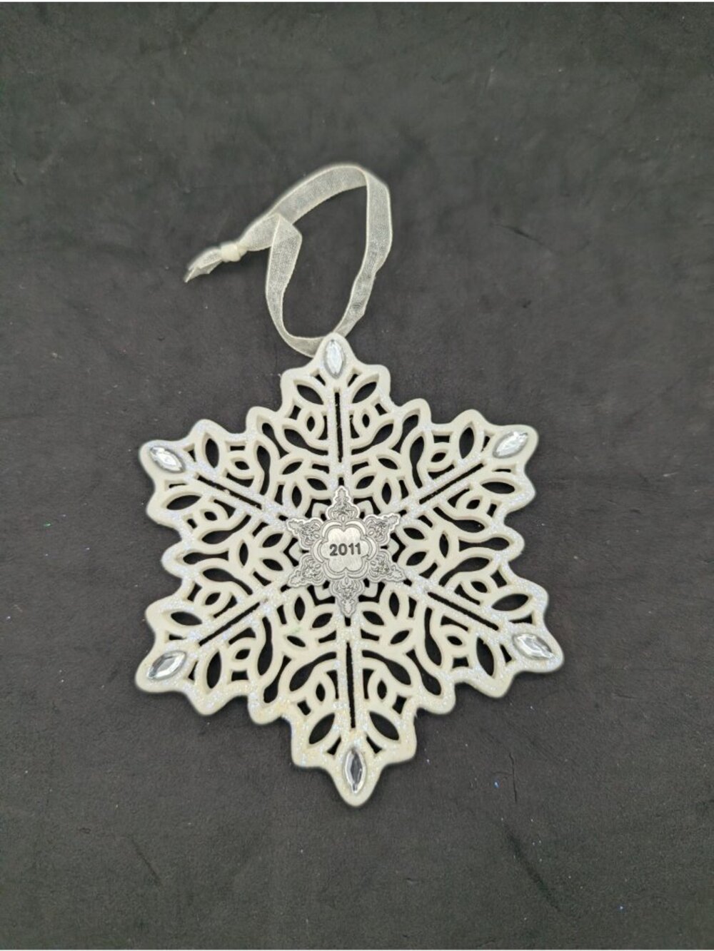 Hallmark Keepsake Ornament 2011 Snowflake Bisque Porcelain Rhinestones